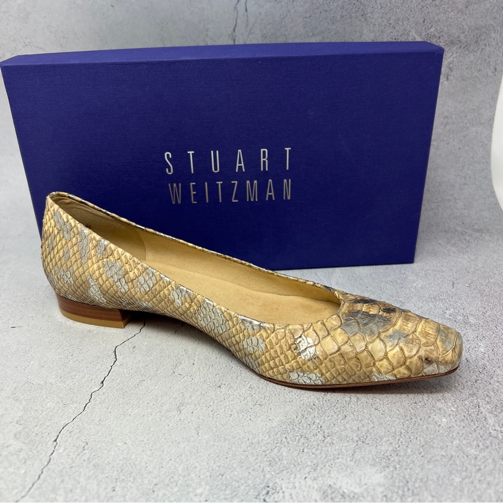 Stuart Weitzman Snippet Honey Mica Python Flats I… - image 2